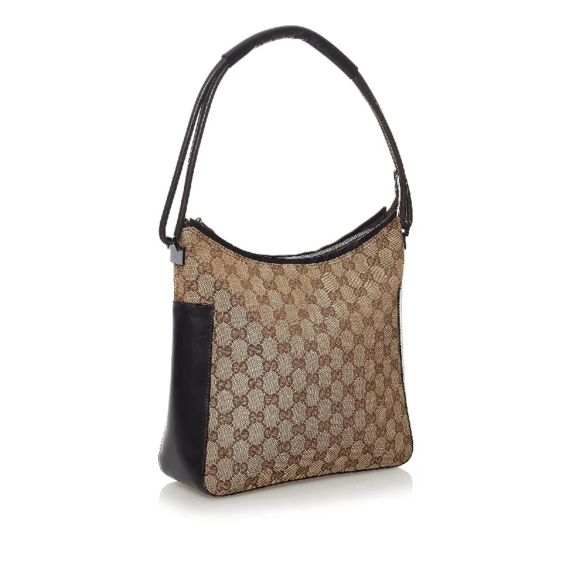 Women Gucci bags with a zip - around closure for securityGucci Canvas Shoulder Bag (32444)