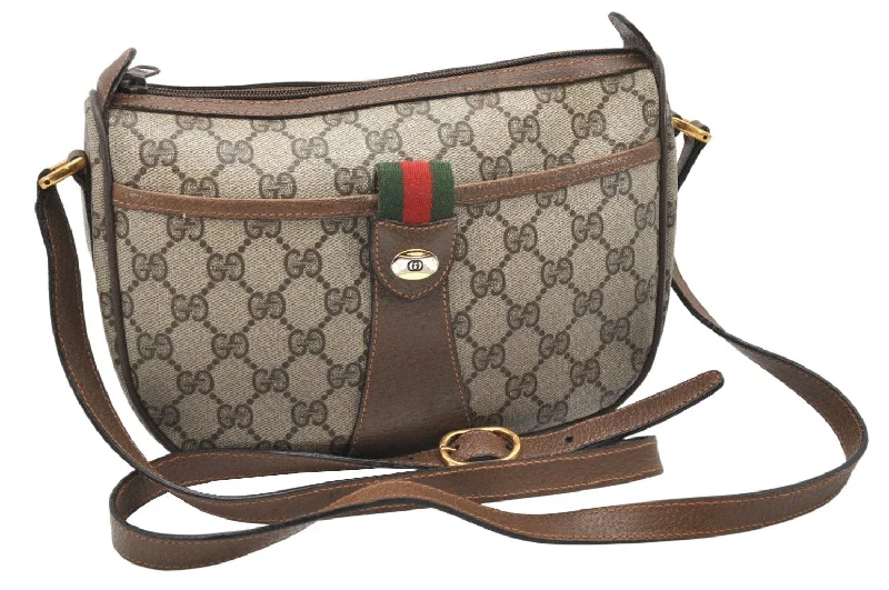 Ladies Gucci Dionysus bags with a star - shaped charmAuthentic GUCCI Web Sherry Line Shoulder Bag GG PVC Leather Brown Junk 4285K