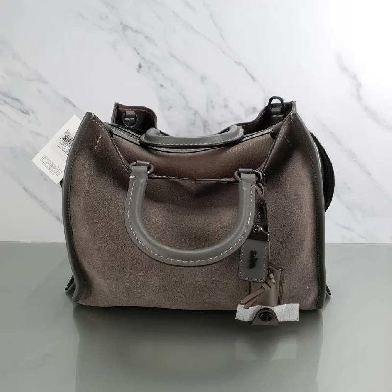 Ladies Coach shoulder bags with a magnetic - closure flap for easy accessCoach 1941 Rogue 31 Grey Heather Suede Satchel Handbag Shoulder