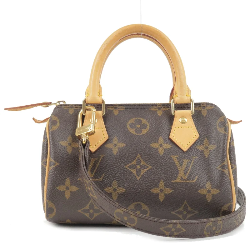 Ladies Louis Vuitton shoulder bags with a single - handle silhouetteLouis Vuitton Monogram Mini Speedy & Strap M41534 J75010