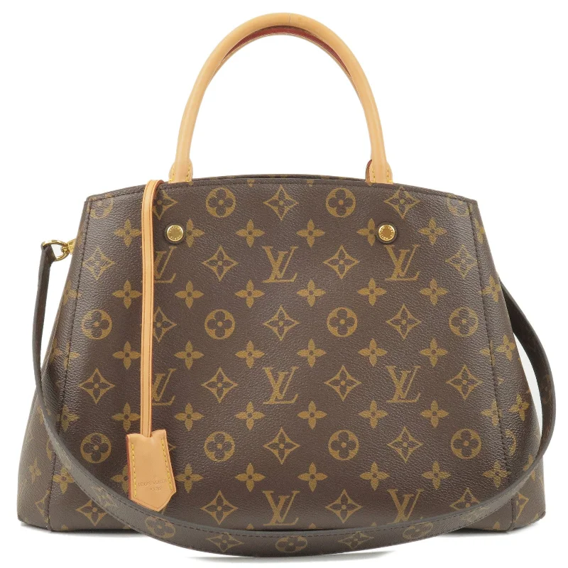 Louis Vuitton bags with a snap - button closure and a decorative charm for styleLouis Vuitton Monogram Montaigne MM 2Way Hand Bag M41056