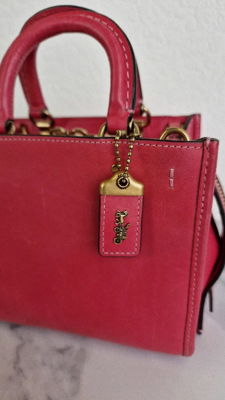 Coach tote bags with a water - resistant lining for practicalityCoach 1941 Rogue 17 in Bright Carmine Red Pink Original Natural Leather - Handbag Mini Bag Crossbody Bag - Coach C3870