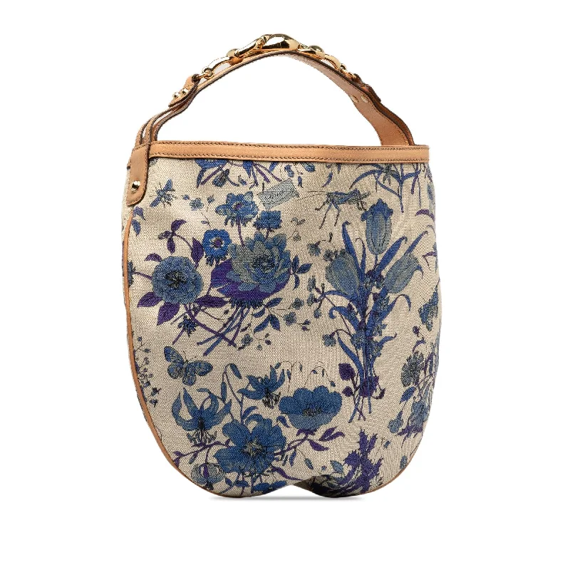 Women Gucci bags with a front - flap pocket for quick - access itemsGucci Flora Wave Hobo (7141GP)