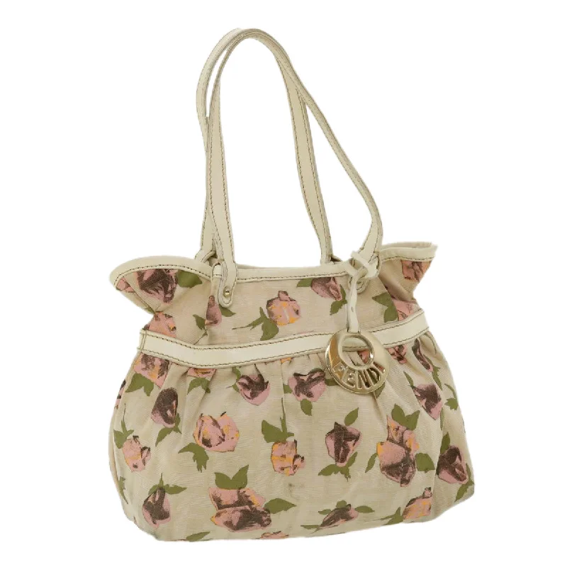 Fendi By The Way bags with a printed map pattern for a travel - inspired lookFENDI Zucca Canvas Flower Hand Bag Beige  bs3174