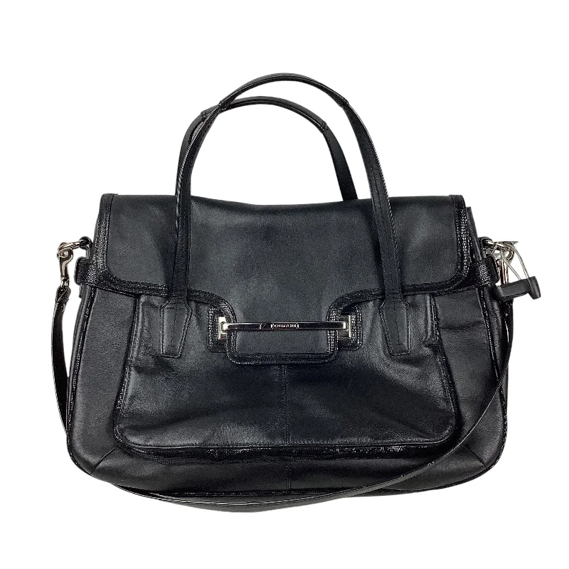 Coach bags with a chain - link trim and a leather body for a modern edgeHandbag Designer By Coach, Size: Large