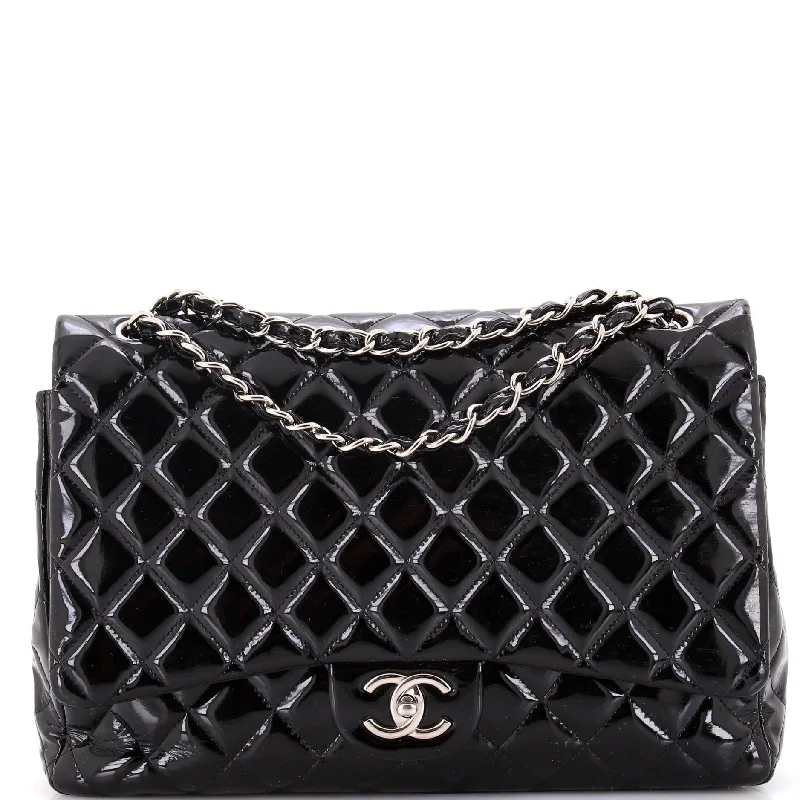 Classic Double Flap Bag Quilted Patent Maxi