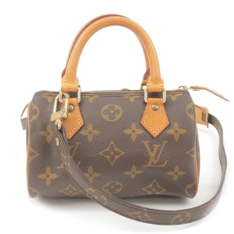 Louis Vuitton bags with a chain - link trim and a leather body for a modern edgeLouis Vuitton Monogram Mini Speedy & Strap M41534 J75010