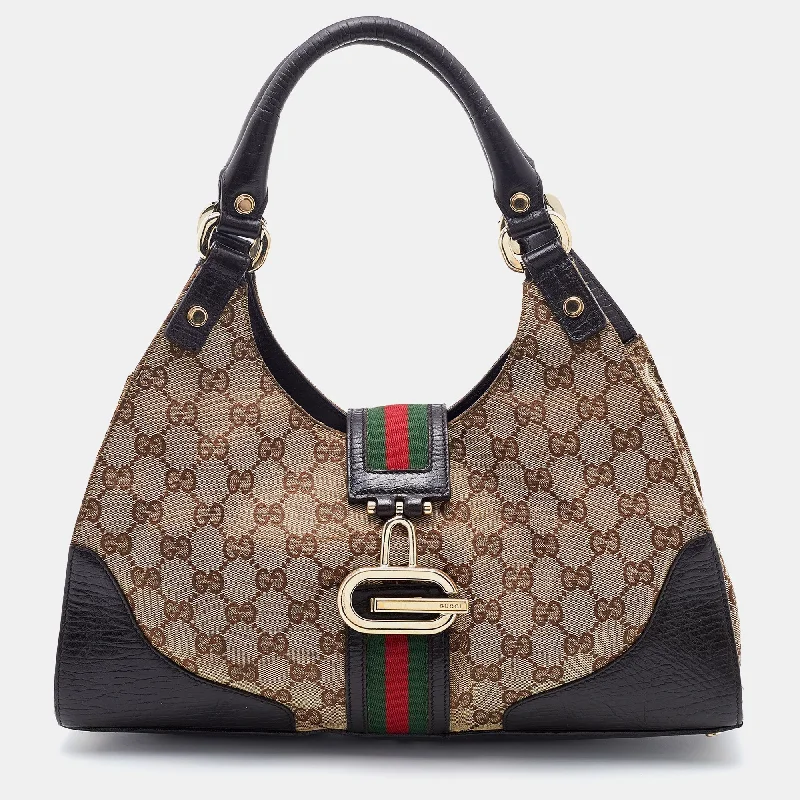 Gucci backpacks for women with a sleek silhouetteGucci Beige/Brown GG Canvas and Leather Junco Shoulder Bag