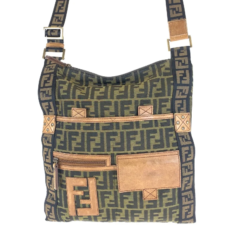 Fendi crossbody bags with a detachable ID holder for easy identificationFendi Zucca Canvas Flat Messenger Bag - '10s