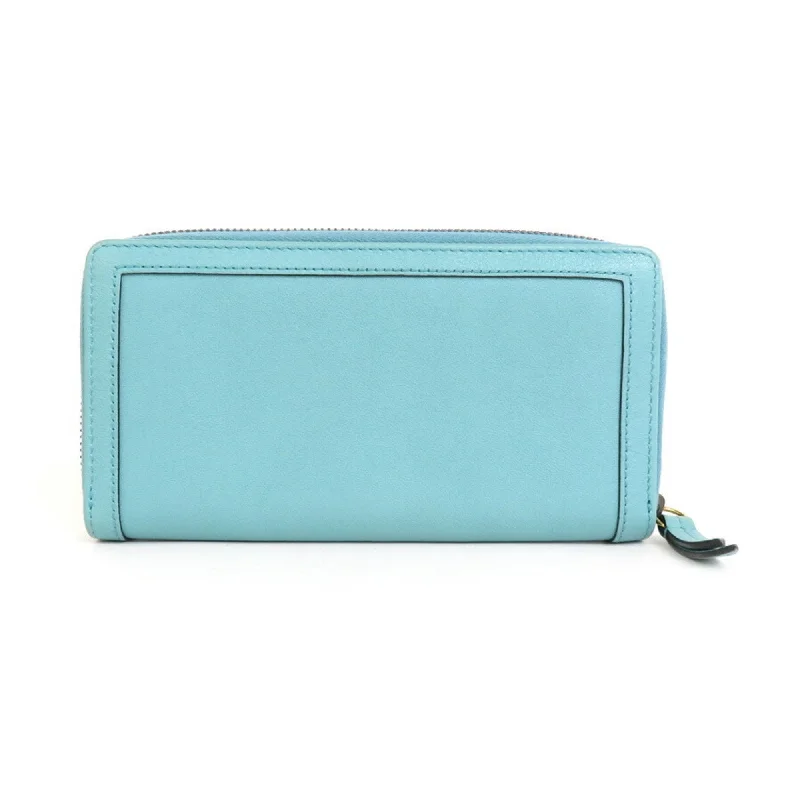 Women Gucci bags with a magnetic snap closure for easy accessGUCCI Round Zipper Long Wallet GG Marmont Diana Leather Turquoise Blue Gold Unisex 658634