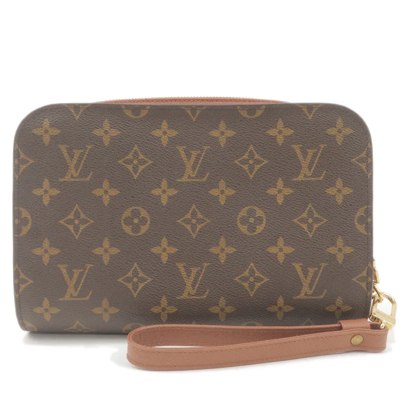 Louis Vuitton crossbody bags with a printed floral pattern for femininityLouis Vuitton Monogram Orsay Clutch Bag Pouch Brown M51790