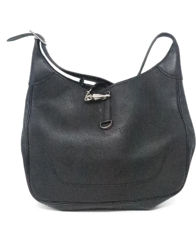 Easy - to - Clean Hermes Bags for Busy LifestylesHermes Black Leather Hobo Trim Bag