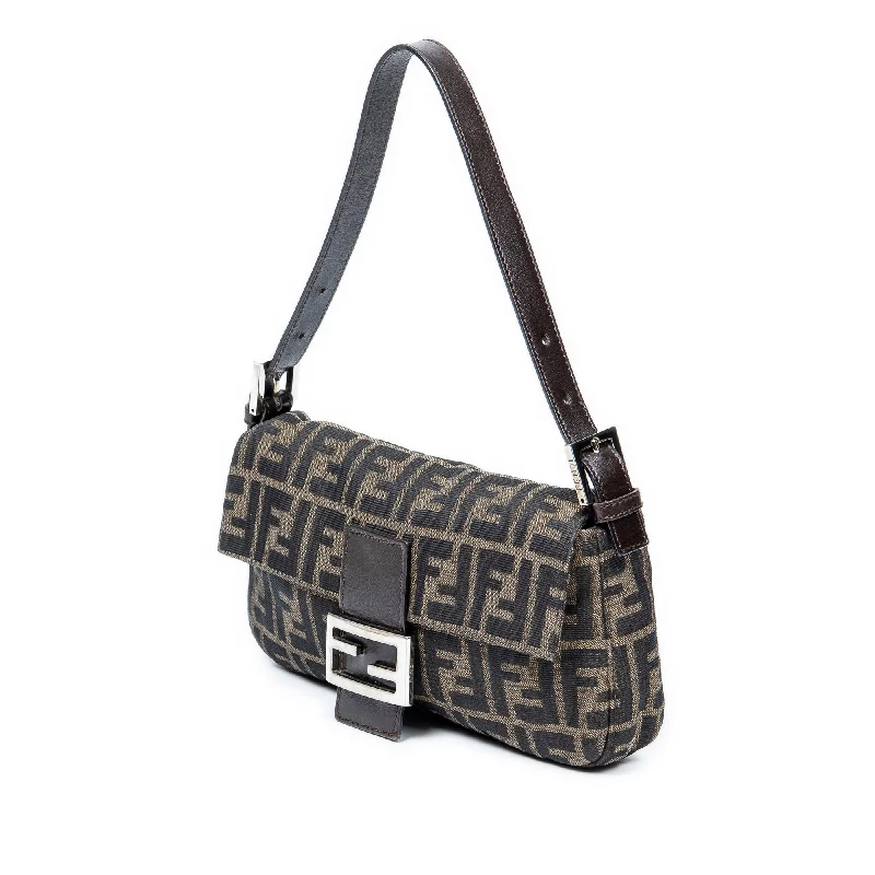 Fendi handbags with a perforated leather detail for a breathable and unique designFENDI Zucca Canvas Baguette