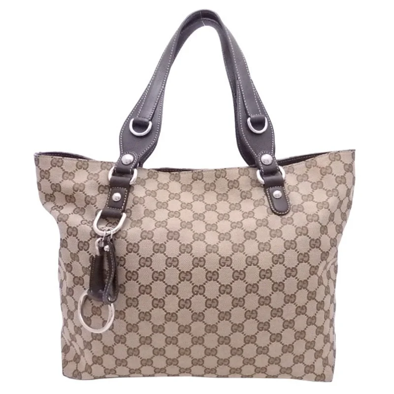 Gucci handbags for women with a metal - framed claspGucci shoulder bag GG canvas brown x beige leather silver metal fittings tote 229852