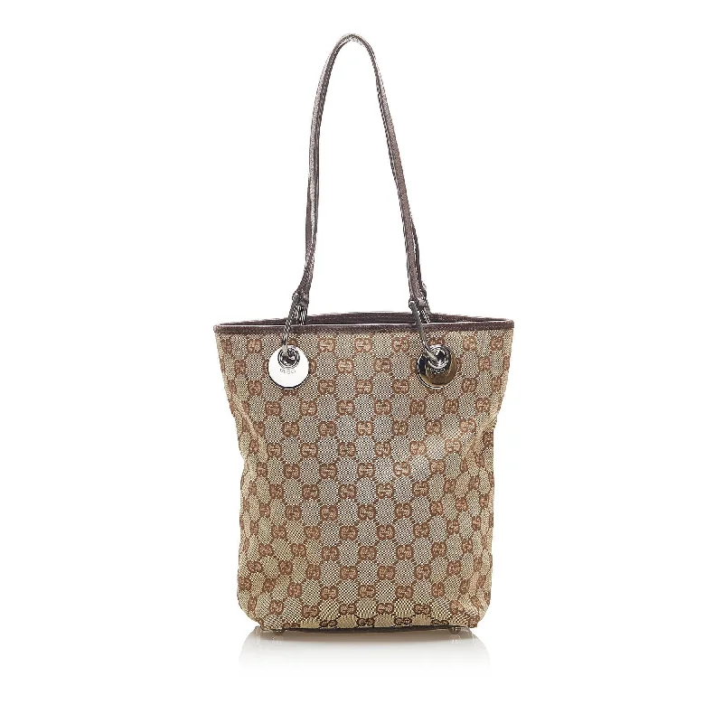 Women Gucci Sylvie bags with a detachable ribbon detailGucci Eclipse GG Canvas Tote Bag (SHG-15872)