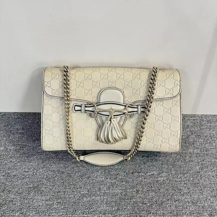 Ladies Gucci Dionysus bags in a pastel colorGucci Emily Beige Leather Shoulder Bag Medium Chain Strap