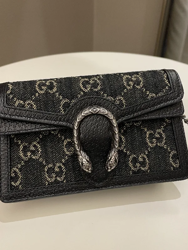 Gucci tote bags for women with a spacious interiorGucci Dionysus GG Mini Chain Bag Black Denim