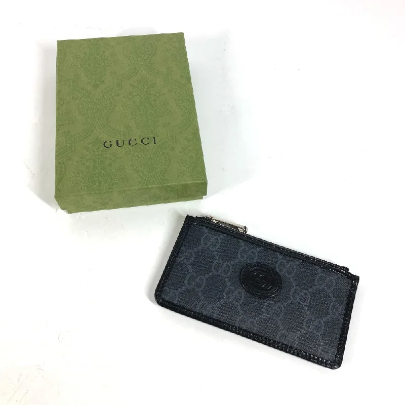 Women Gucci backpacks with a luxurious leather finishGUCCI Coin case 697717 PVC / Leather black GG Supreme Interlocking G Card Case mens Used