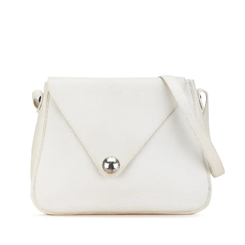 White Hermès Clemence Christine Shoulder Bag