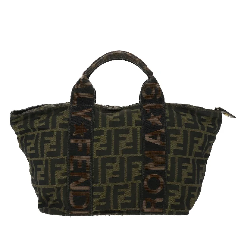 Fendi handbags with a biodegradable leather alternative for an eco - conscious choiceFENDI Zucca Canvas Hand Bag Black Brown  rd4762