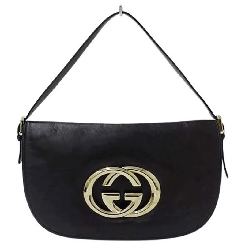 Gucci tote bags for women with a double - handle designGucci bag ladies shoulder leather black 161727