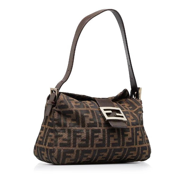 Fendi bags with a back - zip pocket for storing valuables securelyFendi Zucca Double Flap Canvas Baguette (SHG-xPKfDO)