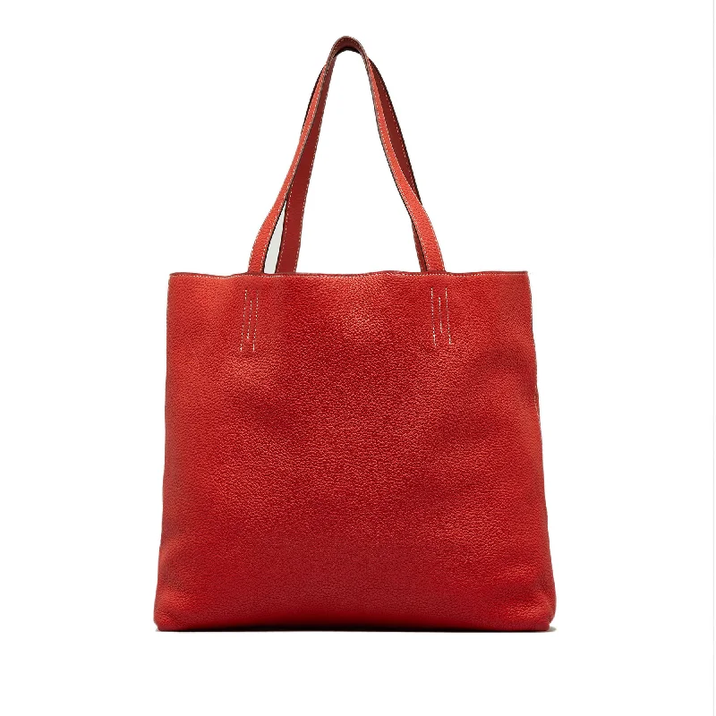 Minimalist Hermes Bags for a Sleek and Timeless LookRed Hermès Clemence Double Sens 36 Tote Bag