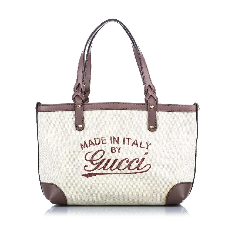 Women Gucci crossbody bags with a woven leather strapGucci Script Logo Canvas Tote (SHG-18210)