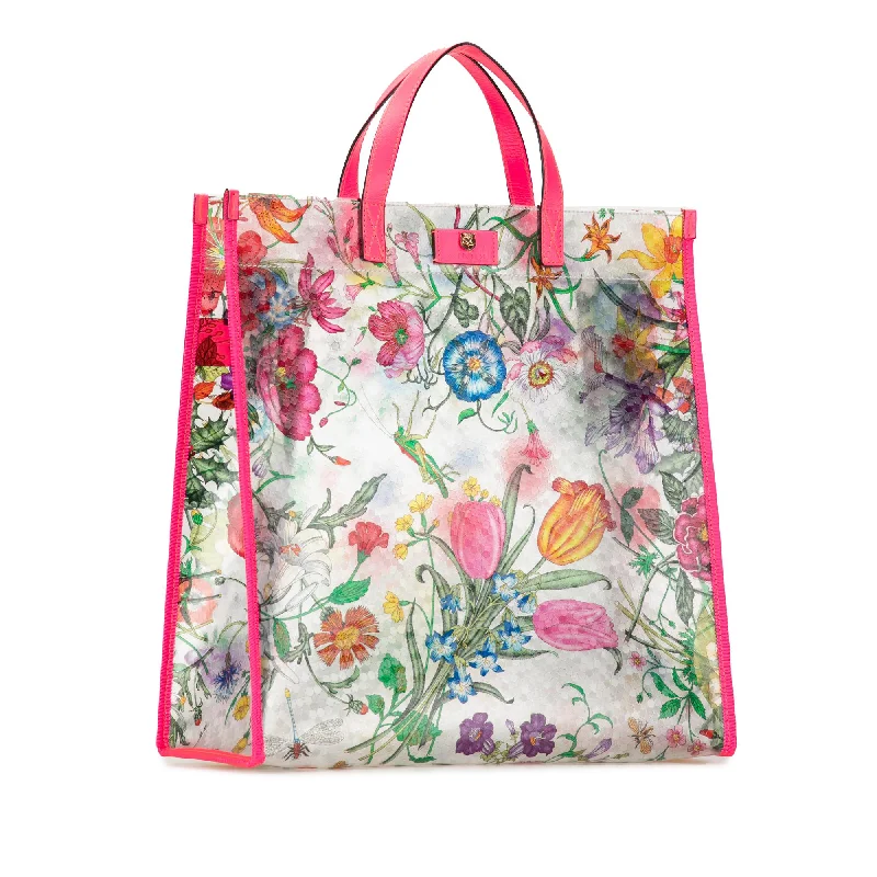 Gucci Flora Print Vinyl Tote QGzSsM)