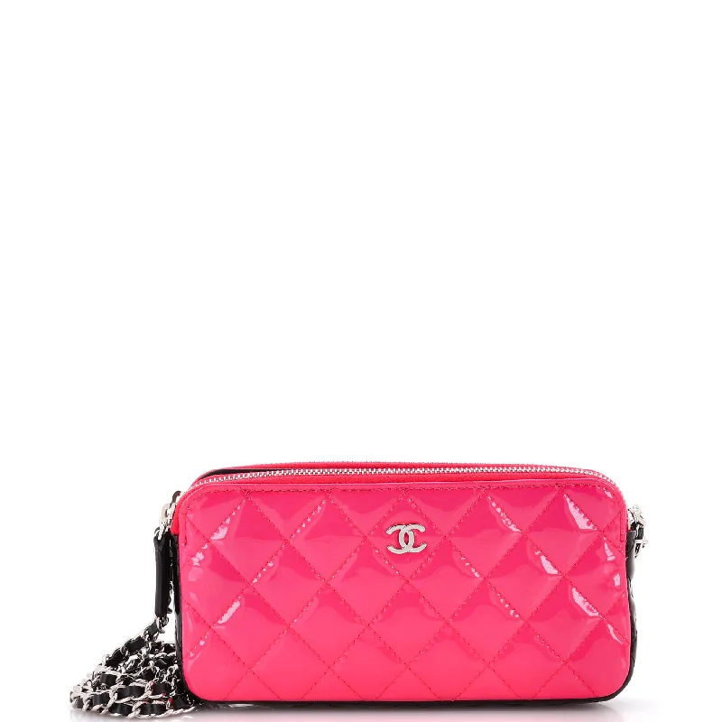 Double Zip Clutch with Chain Quilted Patent