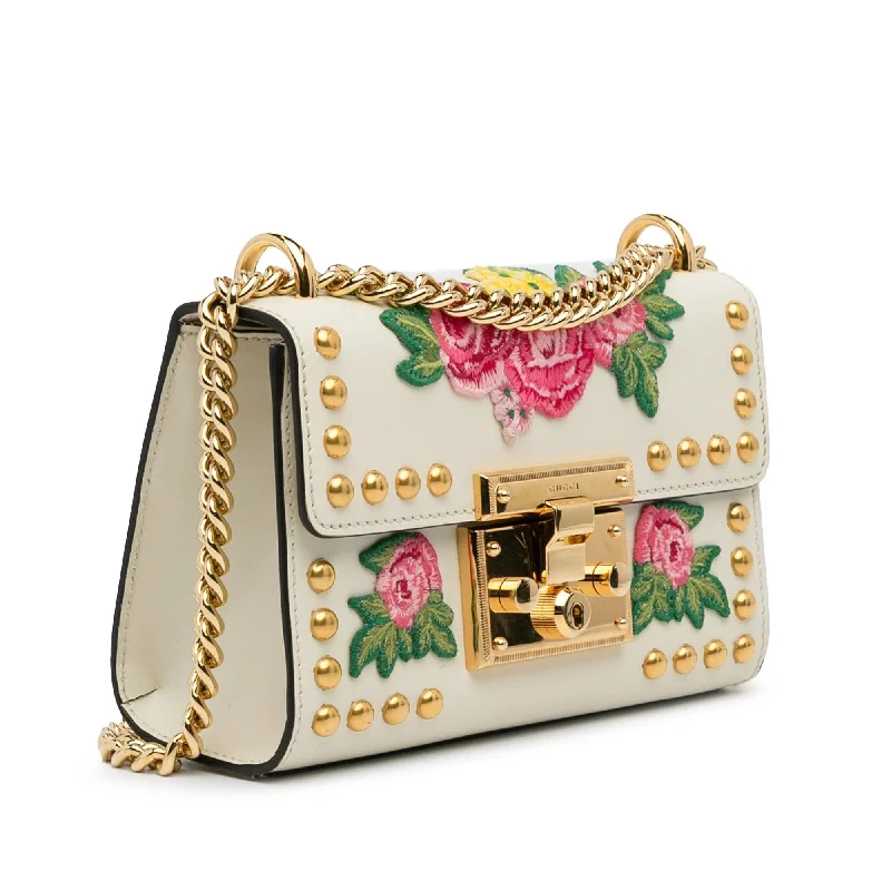 Medium - sized Women Gucci handbags for everyday useGucci Floral Studded Padlock Shoulder Bag (0r94kw)