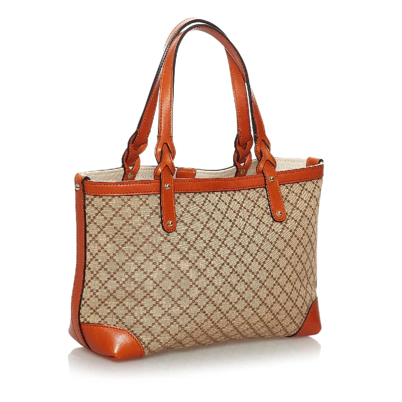 Women Gucci Sylvie bags with a leather - wrapped handleGucci Diamante Craft Canvas Tote Bag (u15SMV)