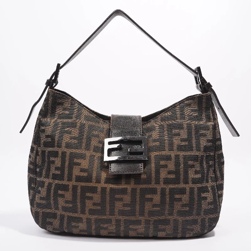 Fendi crossbody bags with a keychain holder for practicality and easy access to keysFendi Zucca Croissant Bag Brown Canvas