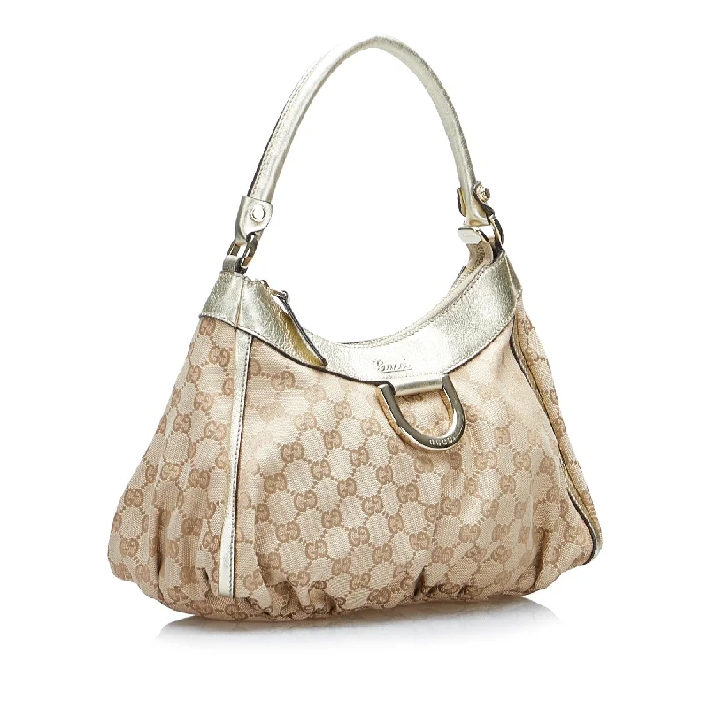 Women Gucci bags with a front - flap pocket for quick - access itemsGucci GG Canvas Abbey D Ring Shoulder Bag (MgwrDM)