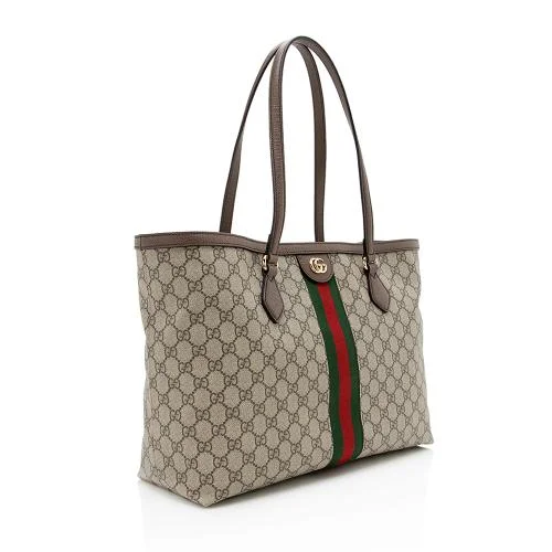 Gucci tote bags for women with a printed Gucci logoGucci GG Supreme Ophidia Medium Shopping Tote (SHF-mxFgXf)