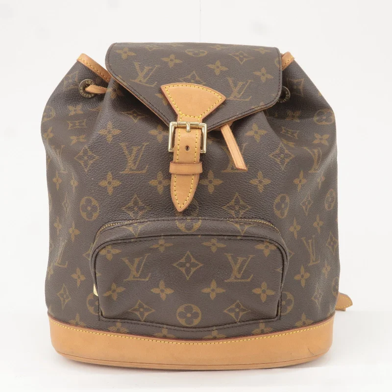 Ladies Louis Vuitton shoulder bags with a wide - width strap for comfortLouis Vuitton Monogram Montsouris MM Back Pack Bag Brown M51136