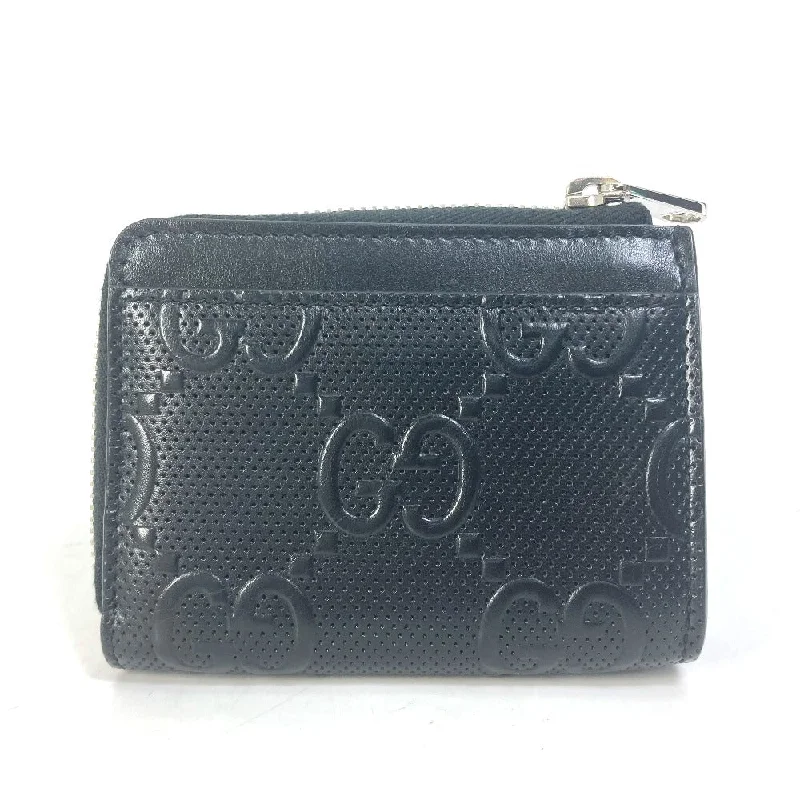 Gucci Marmont bags for women with a contrast - colored interiorGUCCI Coin case 657571 leather black GG emboss L-shaped fastener mens Secondhand