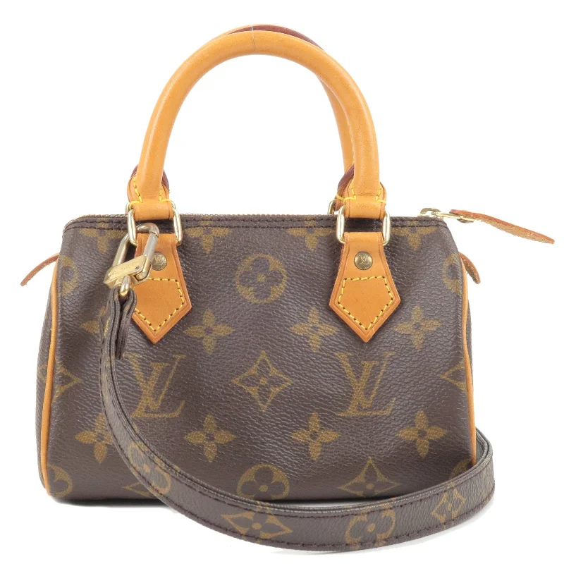 Louis Vuitton bags with a zip - around closure for enhanced securityLouis Vuitton Monogram Mini Speedy & Strap M41534 J75010