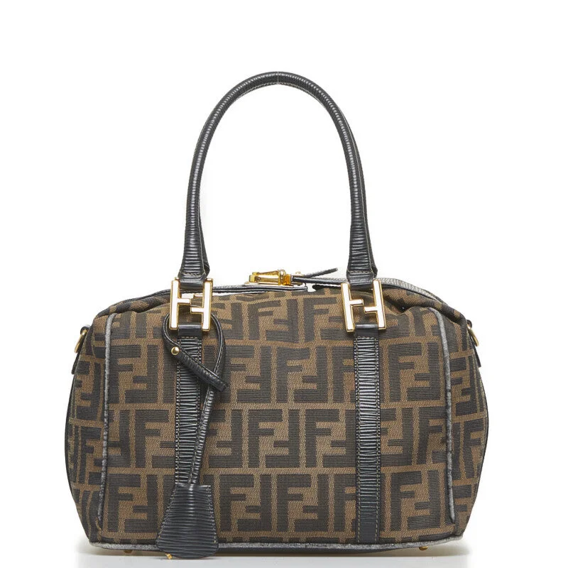 Fendi tote bags with a printed Fendi logo on the front for high brand visibilityFendi Zucca Canvas Boston Bag - '10s