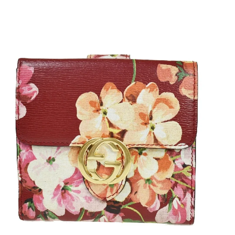 Ladies Gucci shoulder bags with a single - handle designGucci Logo Blooms Bifold Wallet Purse