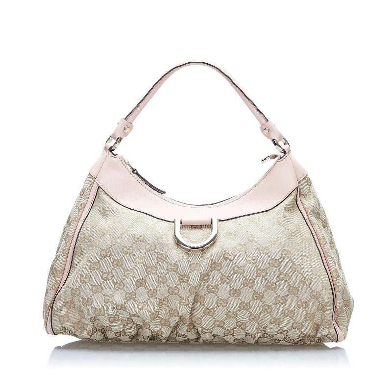 Women Gucci bags with a front - flap pocket for quick - access itemsGucci GG Canvas Abbey D-Ring Shoulder Bag