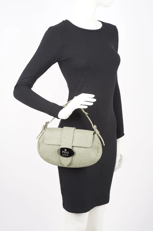 Ladies Fendi shoulder bags with a hidden magnetic pocket for discreet storageFendi Womens Selleria Baguette Bag Green