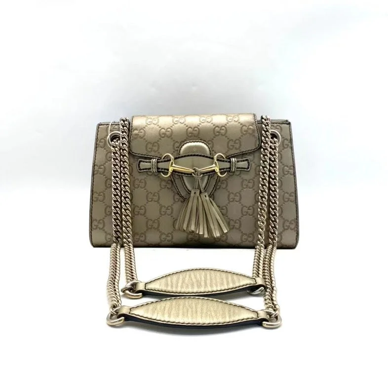 Women Gucci crossbody bags with a printed floral patternGucci Emily Beige GG Canvas Shoulder Bag Medium