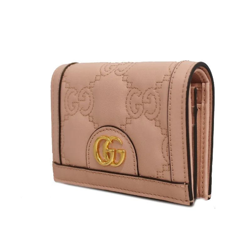 Medium - sized Women Gucci handbags for everyday useGucci GG Matelasse 723786 Women's Leather Wallet (bi-fold) Pink