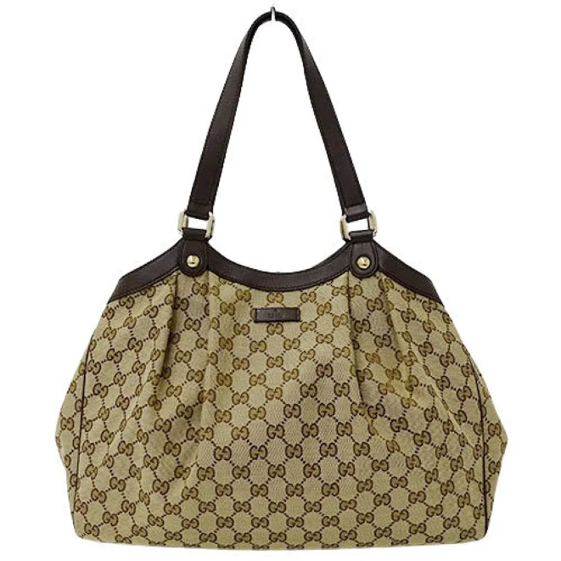 Ladies Gucci shoulder bags with a single - handle designGucci Bag Ladies Tote Shoulder GG Canvas Brown Beige 388919