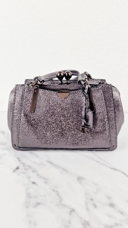 Coach backpacks with a multi - pocket organization for functionalityCoach Kisslock Dreamer 21 In Graphite Metallic Grey - Mini Satchel Crossbody Bag