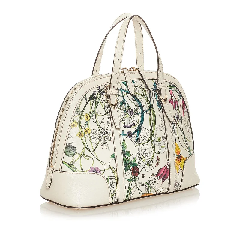 Ladies Gucci shoulder bags with a wide - width strapGucci Flora Nice Coated Canvas Satchel (27253)