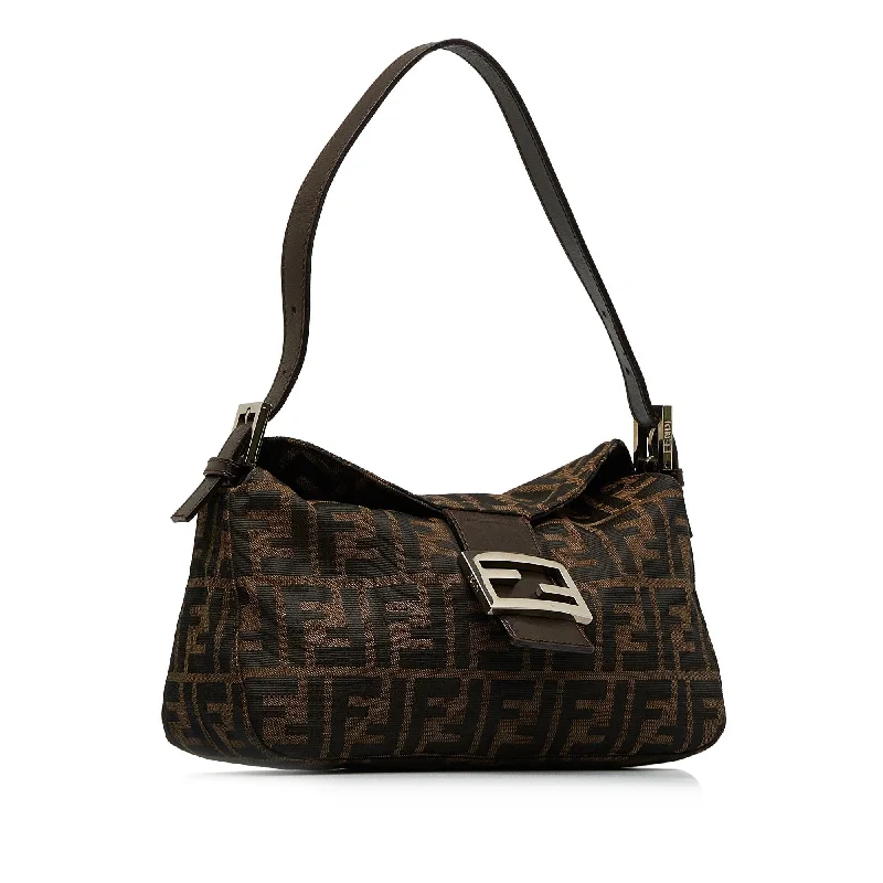 Fendi crossbody bags with a convertible strap that can be worn multiple waysFendi Zucca Double Flap Baguette (SHG-DmHE3n)