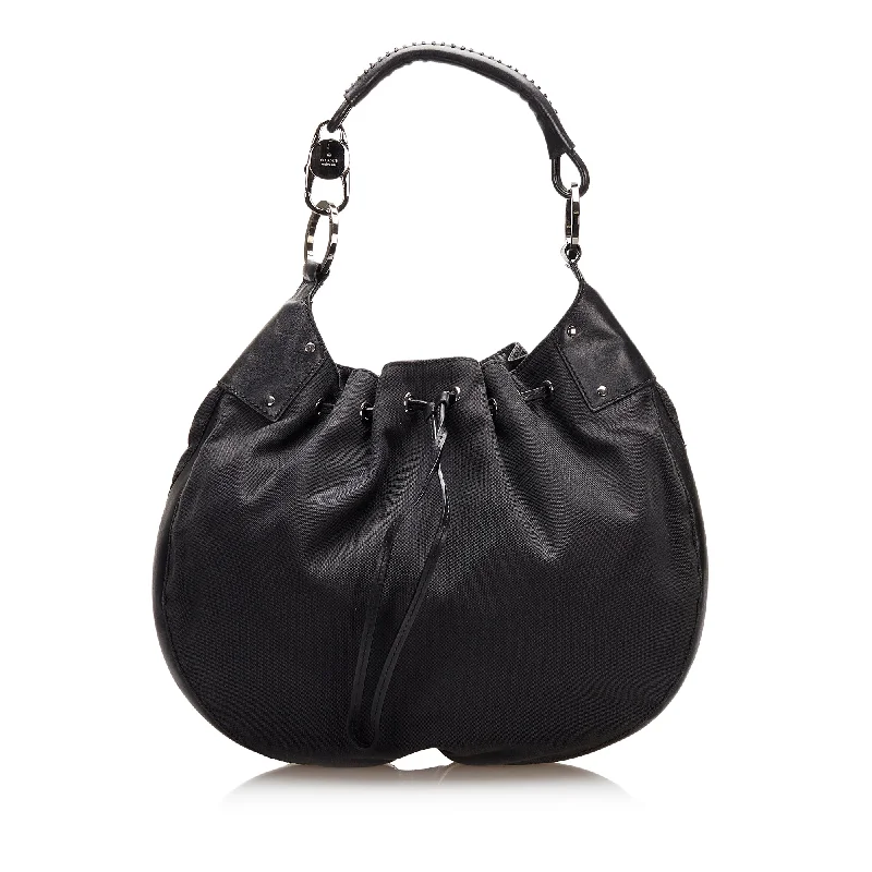 Gucci Marmont bags for women with gold - toned hardwareGucci Nylon Drawstring Hobo Bag