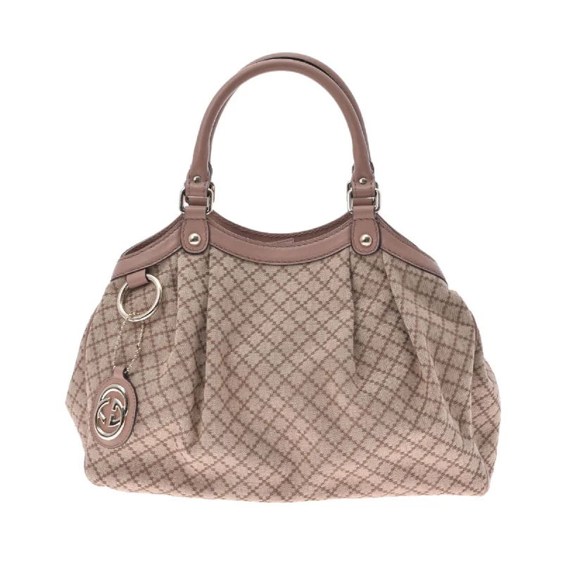 Women Gucci bags with interlocking G hardware for a classic lookGucci Suki Diamante Beige/Pink Beige 211944 Ladies Canvas Leather Handbag